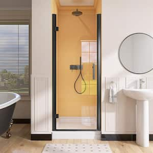 30 in. W x 72 in. H Frameless Pivot Swing Single Shower Door in Matte Black Finish with 1/4 in. Clear Glass Left Hinged