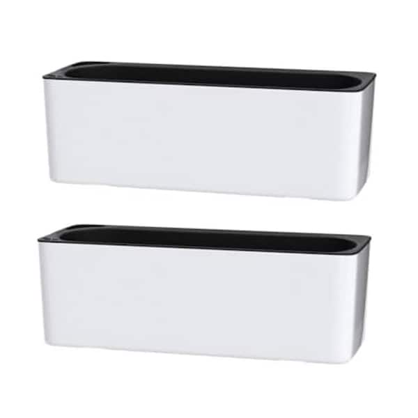 16 in. L x 5.5 in. W x 5.5 in. H Self Watering Rectangular Planter Glossy Plastic Window Boxes and Throughs (2-Pack)