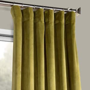 Retro Green Velvet Rod Pocket Room Darkening Curtain - 50 in. W x 96 in. L Single Panel Window Velvet Curtain