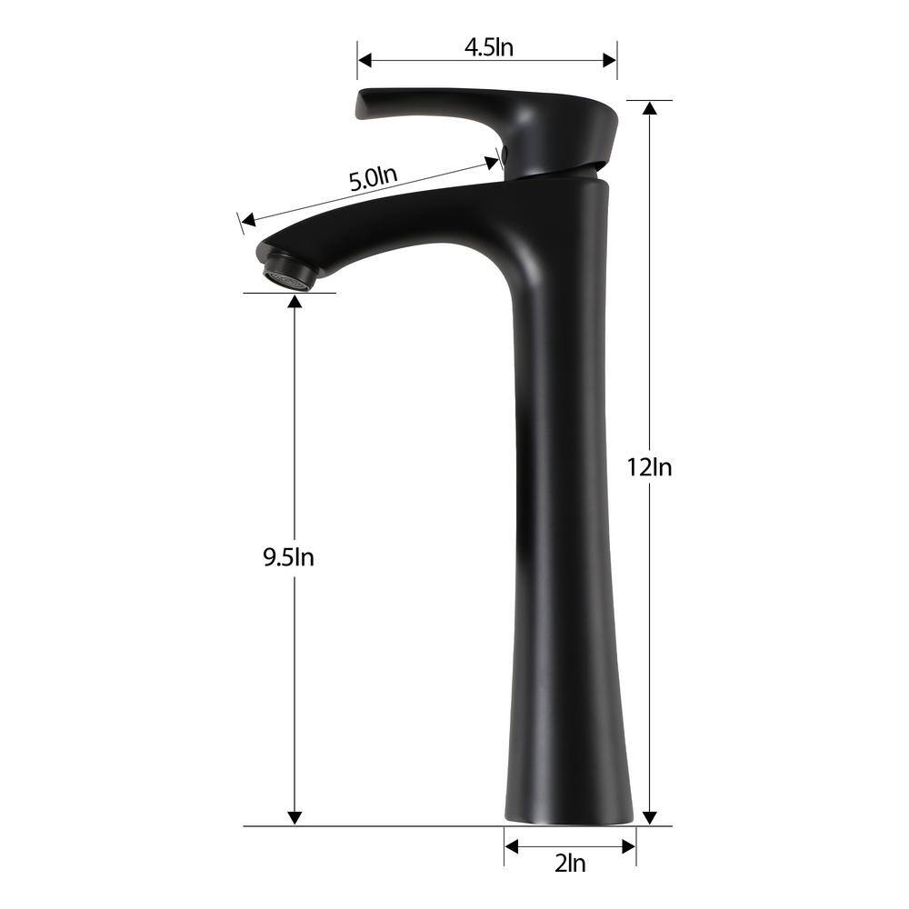 Matte Black Tall Single Handle Bathroom Faucet