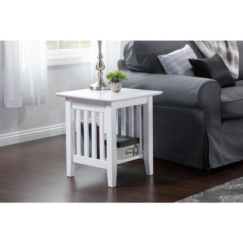 Atlantic Mission 20" White Solid Hardwood Square End Table