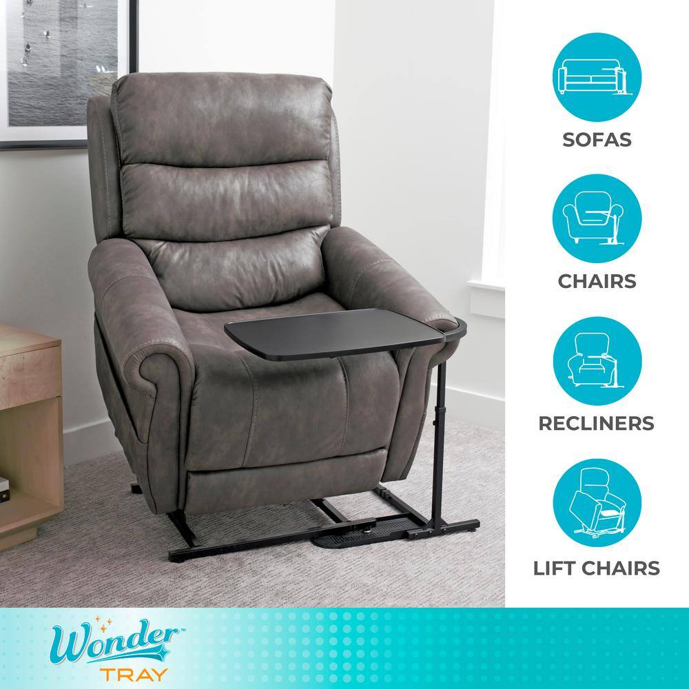 Wonder Tray 20 in. x 15 in. Black Rectangular MDF End Table with 360 ° Swivel Arm - thumbnail 6