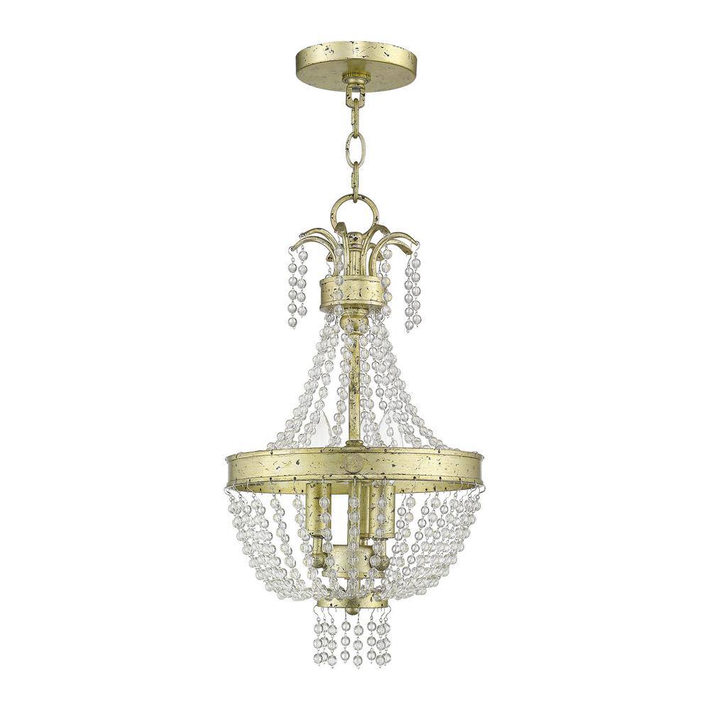 Winter Gold Mini Chandelier with Clear Crystals