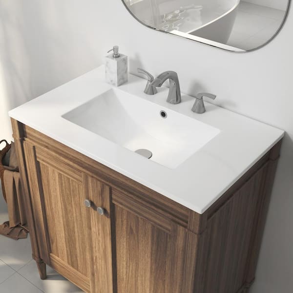 Eridanus Tucson 30 in. W x 18 in. D Vitreous China Single Sink Vanity Top in White with 3-Faucet Holes (8 in. Widespread)