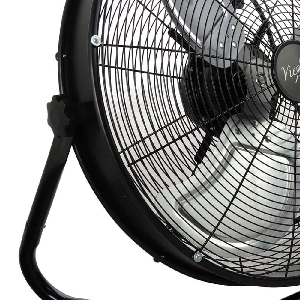 Tuxedo Black 20" Industrial Metal Floor Fan with 3-Speed & Tilt Head