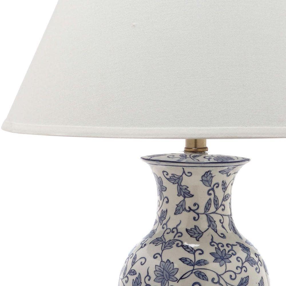 Beijing Blue and White Floral Urn Ceramic Table Lamp Set, 29"