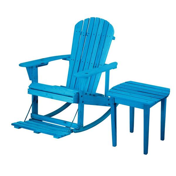 W Unlimited Zero Gravity Sky Blue 2-Piece Wood Adirondack Rocking Chair Bistro Set