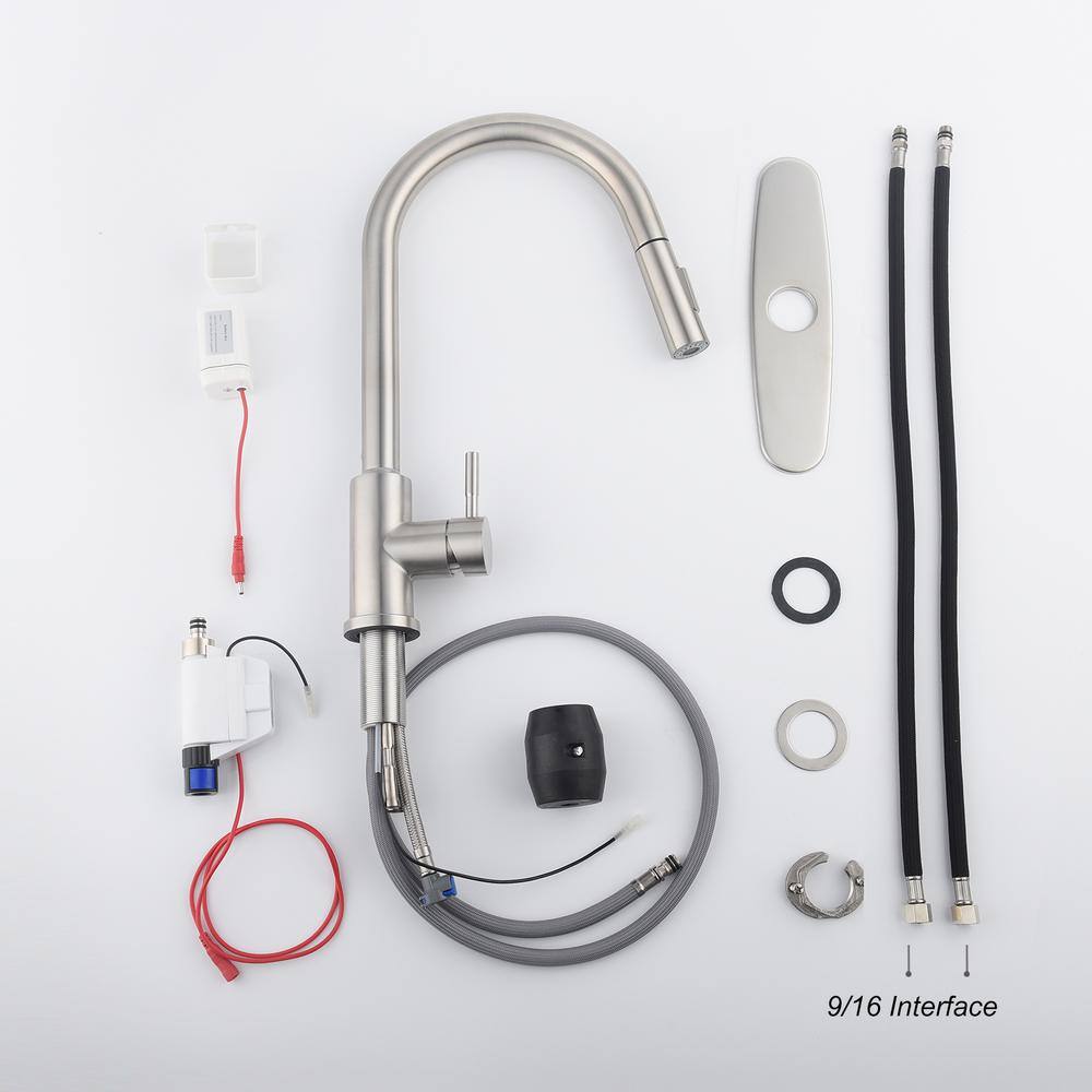 Brushed Nickel Stainless Steel Pull Down Touch Kitchen Faucet