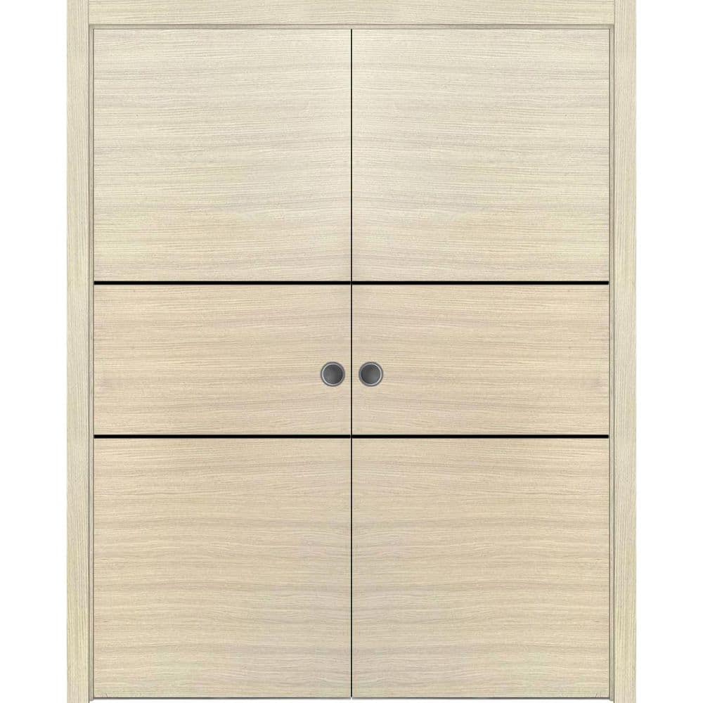 56 in. x 84 in. 2 Panel Natural Veneer Finished Solid Wood with Honeycomb Sliding Door with Hardware price history on PriceWatchPro