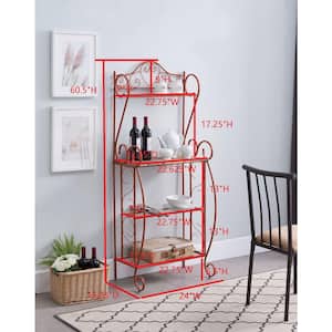 SignatureHome Orange Finish Metal Material Number of Tiers 4 Sparta Baker's Rack Dimensions: 16"W x 24"L x61" H