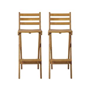 Camden Foldable Wood Outdoor Patio Bar Stool (2-Pack)