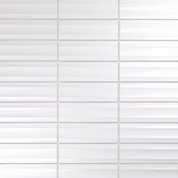 Crown Heights Maori Glossy White 3 in. x 8 in. Ceramic Wall Tile (9.0 sq. ft. /Case)