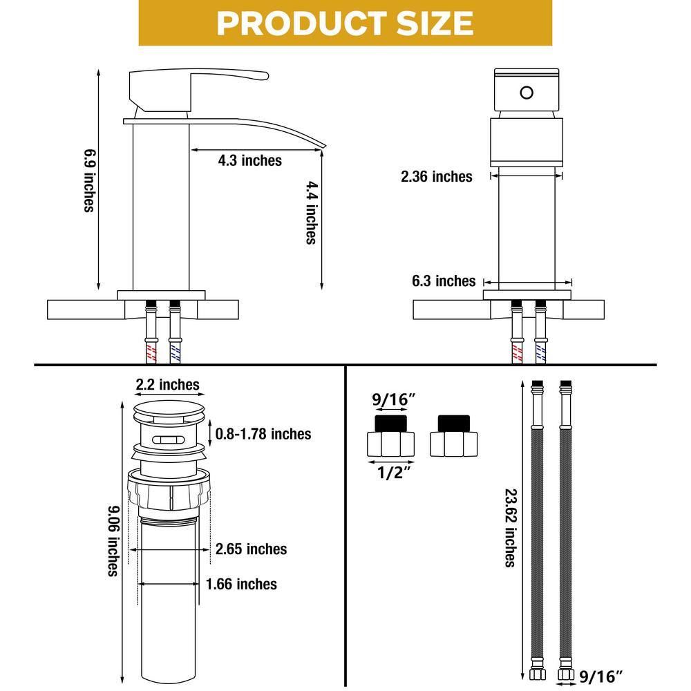 Oil Rubbed Bronze Waterfall Bathroom Faucet with Deckplate and Pop-Up Drain