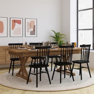 Antique Rustic Wood 40.25 in. Trestle Dining Table Seats 8