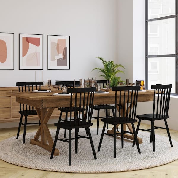 TAYLOR + LOGAN Antique Rustic Wood 40.25 in. Trestle Dining Table Seats 8