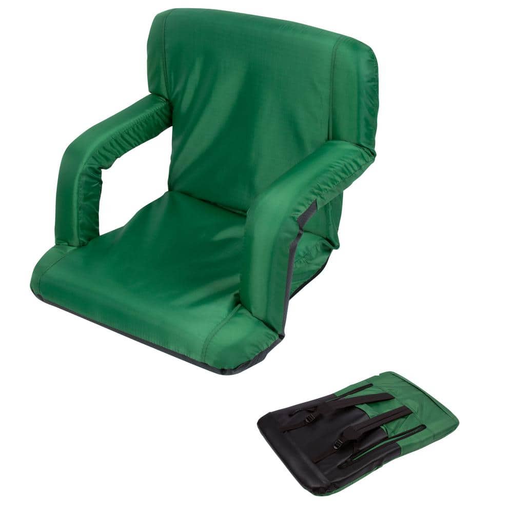 Trademark Innovations Portable Multiuse Adjustable Green Recliner Stadium Chair Picnic Arm Drgr The Home Depot