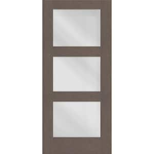 Regency 32 in. x 80 in. Universal Handing Modern 3-Lite Equal Clear Glass Ashwood Mahogany Fiberglass Front Door Slab