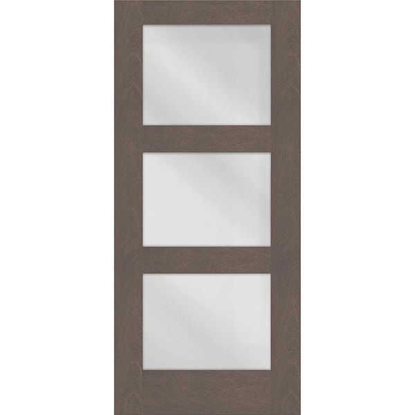 Steves & Sons Regency 32 in. x 80 in. Universal Handing Modern 3-Lite Equal Clear Glass Ashwood Mahogany Fiberglass Front Door Slab