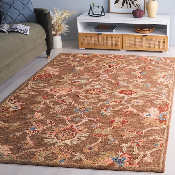 Metro Dark Brown/Beige 5 ft. x 8 ft. Floral Ornate Abstract Area Rug