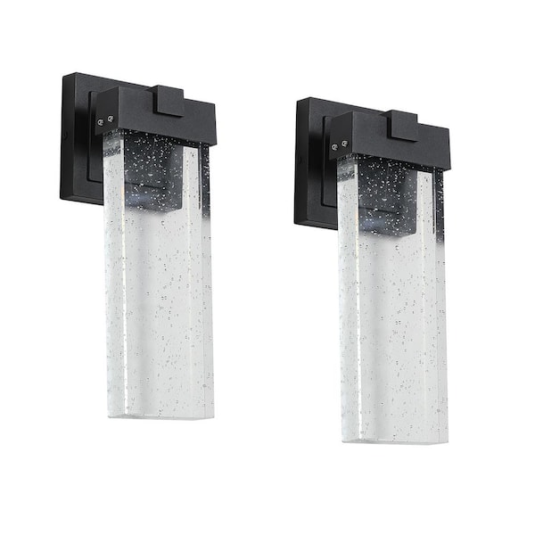 HKMGT 12.2 in. Transparent Dusk to Dawn Outdoor Hardwired Wall Lantern Scone with LED Light (2-Pack)