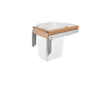 Single 35 Qt. Pull-Out Top Mount Maple and White Container for Full Access Cabinet