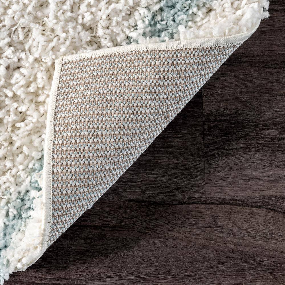 Blue Geometric Shag Oval 4' x 6' Area Rug