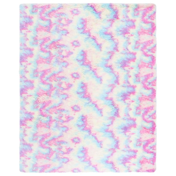 Rainbow Shag 8 ft. x 10 ft. Rainbow Abstract Solid Area Rug