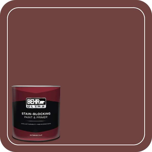 BEHR ULTRA 1 qt. #ICC-82 Library Red Flat Exterior Paint & Primer