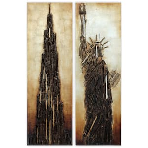 "Stratified and Liberty" Handed Painted Rugged Wall Art (Set of 2)