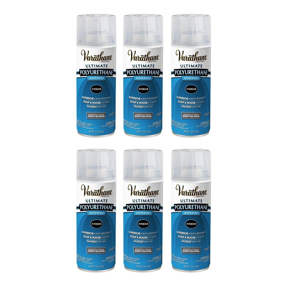 Varathane 11.25 Ounce Clear Semi-Gloss Water-Based Interior Polyurethane Spray Paint (6-Pack)