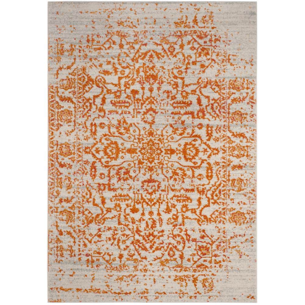SAFAVIEH Madison Cream/Orange 7 ft. x 9 ft. Distressed Medallion Area