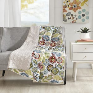 Asha Multi 60 in. x 70 in. Polyester Printed Quilted Throw Blanket