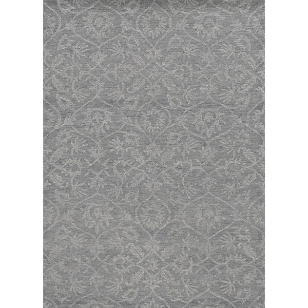 Opal Taupe 9 ft. x 13 ft. Floral Contemporary Hand-Tufted Wool Area Rug