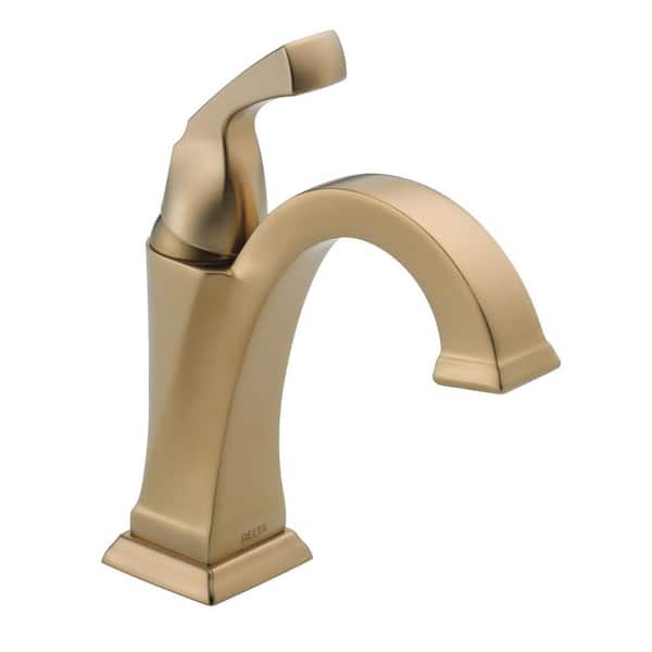 Delta Dryden Single Hole Single-Handle Bathroom Faucet with Metal Drain Assembly in Champagne Bronze