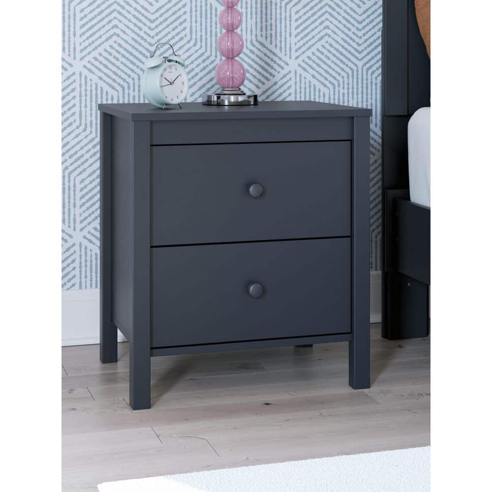 Navy Blue Transitional 2-Drawer Nightstand