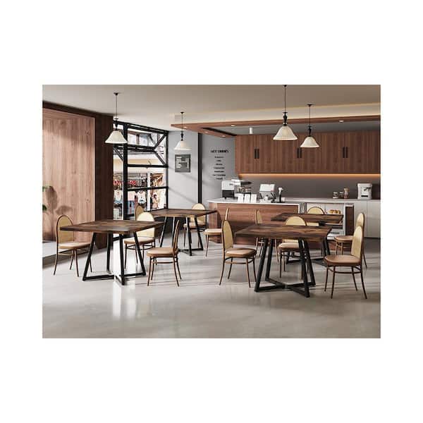 BYBLIGHT Moronia Vintage Brown Wood 31.5 in. Trestle Dining Table