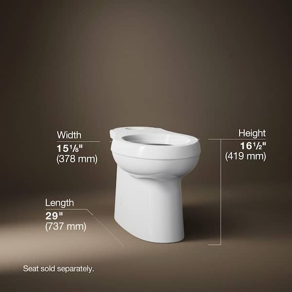 Cimarron 12 in. Rough In Elongated Chair Height Toilet Bowl Only with Skirted Trapway in White, Seat Not Included