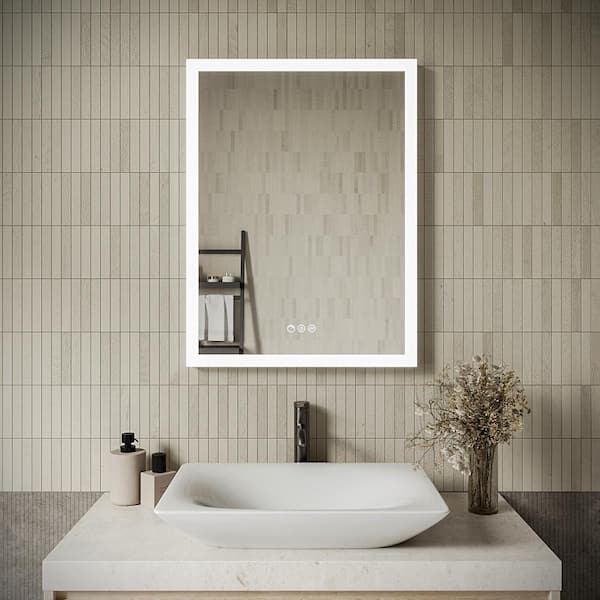 24 in. W x 32" H Rectangular Frameless LED Light Anti-Fog Dimmable Color Temperature Change Wall Bathroom Vanity Mirror