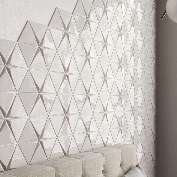 Triangolo Triangle 5 in. x 5 in. Glossy Fog Ceramic Wall Tile (1.43 sq. ft./Case)