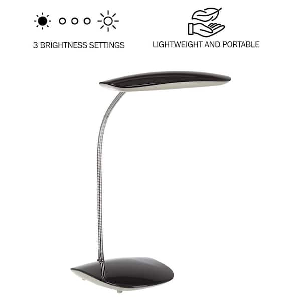 12.5 in. Black Desk Lamp with Touch Activated 18 LED USB