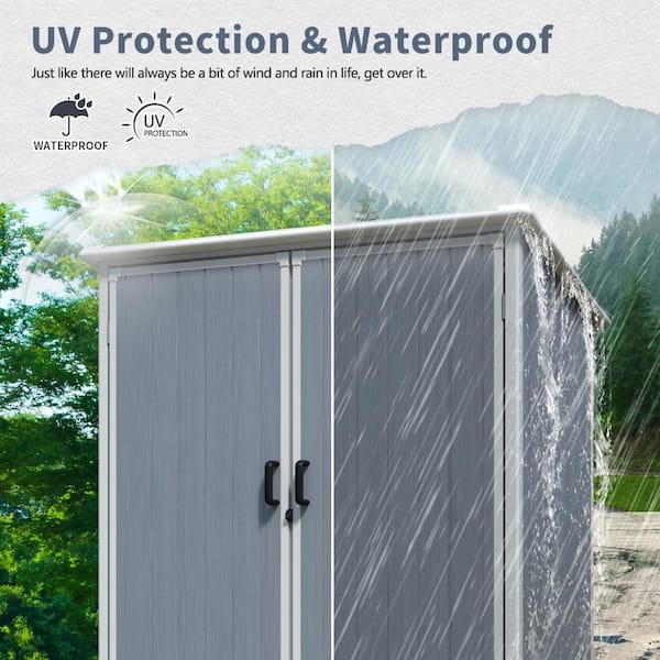 ToolCat 5 x 3 ft Outdoor Resin Storage Shed with Lockable Doors