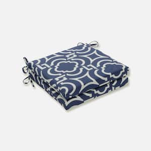 20 in. x 20 in. Outdoor Dining Chair Cushion in Blue/White (Set of 2)