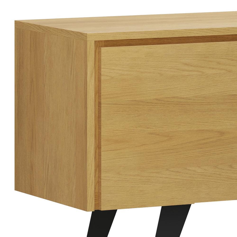 Lowry Modern Industrial Oak Veneer TV Stand with Storage