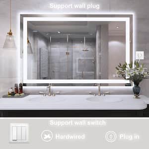 48 in. W x 32 in. H Rectangular Tempered Glass Frameless Anti-Fog Dimmable Wall Mounted Bathroom Vanity Mirror