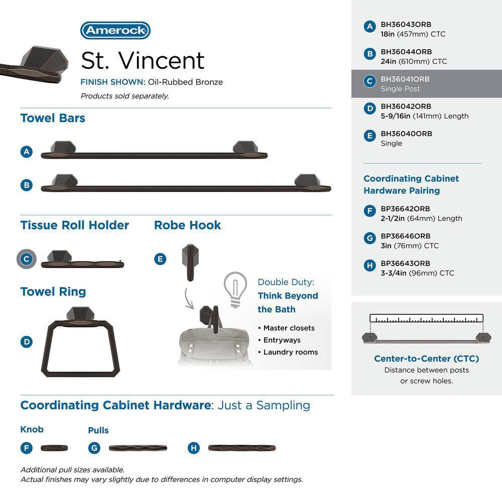St. Vincent Oil-Rubbed Bronze Single Post Toilet Paper Holder