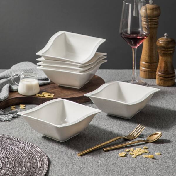 MALACASA Flora 12-Piece White Porcelain Square Dinner Plates Soup Bowls Dinnerware  Set (Service for 6) FLORA-12 - The Home Depot