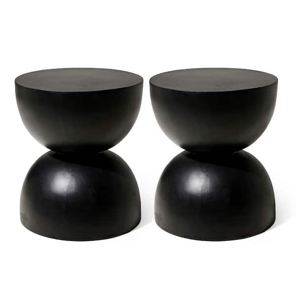 17.75 in. H Multi-Functional MGO Black Garden Stool or Outdoor Planter Stand or Accent Table (Set of 2）