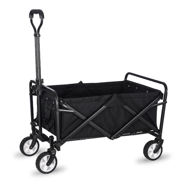 Agfabric 6.27cu ft Folding Wagon Fabric Cart Heavy Duty Collapsible Utility Wagon Outdoor Camping Garden Cart with Wheels Black