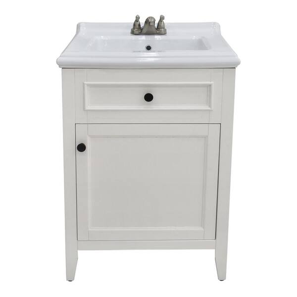 222 Fifth Hudson 24 in. Bathroom Vanity in White With Ceramic Vanity Top In White With White Basin