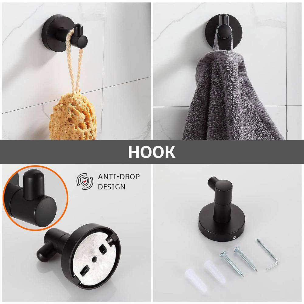 Matte Black 24-Inch Metal Bathroom Hardware Set, 4-Piece